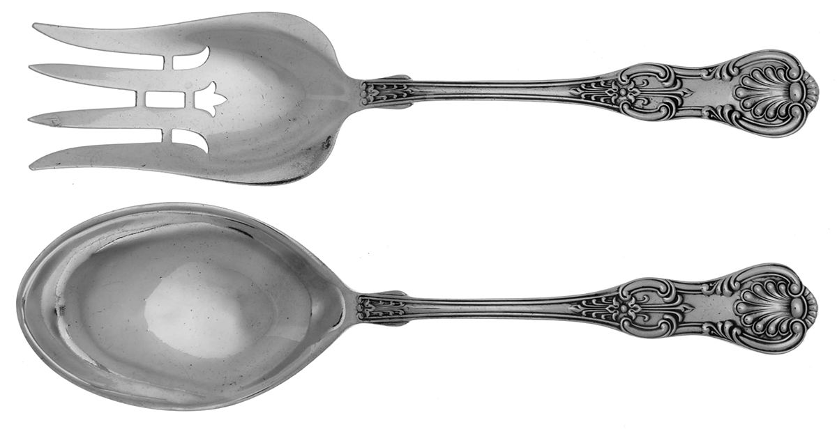 King (Sterling, 1880) (2 Pc) Solid Salad Set by Dominick & Haff-1