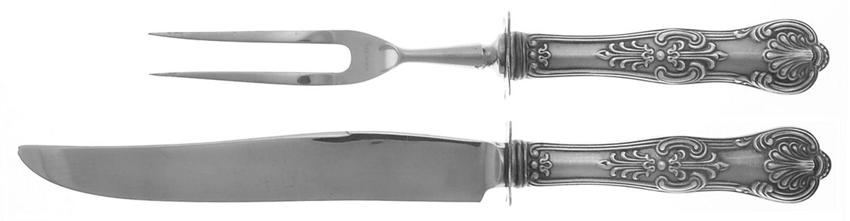 King (Sterling, 1880) 2 Piece Small Carving Set W/ Sterling Guard by Dominick & Haff-1