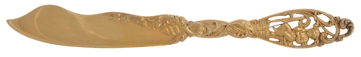 Labors of Cupid (Sterling, 1900, No Monograms) Gold Vermeil Individual Solid Fish Knife by Dominick & Haff-1