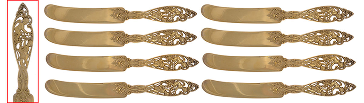 Labors of Cupid (Sterling, 1900, No Monograms) (Set of 8) Solid Dessert/Tea Knife by Dominick & Haff-1