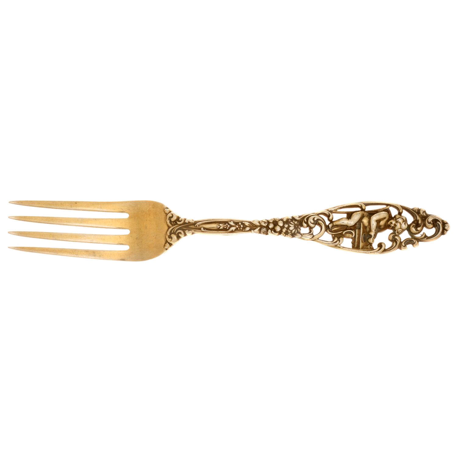 Labors of Cupid (Sterling, 1900, No Monograms) Solid Youth Tea Fork by Dominick & Haff-1