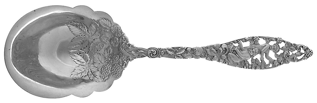 Labors of Cupid (Sterling, 1900, No Monograms) Large Solid Berry/Casserole Spoon by Dominick & Haff-1