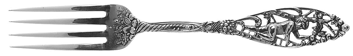 Labors of Cupid (Sterling, 1900, No Monograms) Luncheon/Dessert Fork, Solid Piece by Dominick & Haff-1