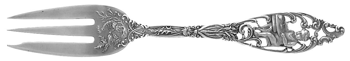 Labors of Cupid (Sterling, 1900, No Monograms) 3-Tine Salad Fork by Dominick & Haff-1