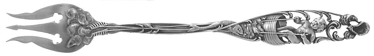 Labors of Cupid (Sterling, 1900, No Monograms) Oyster Fork by Dominick & Haff-1