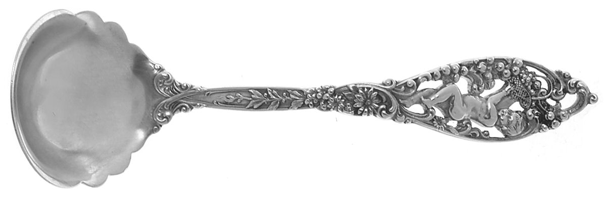 Labors of Cupid (Sterling, 1900, No Monograms) Solid Gravy Ladle by Dominick & Haff-1