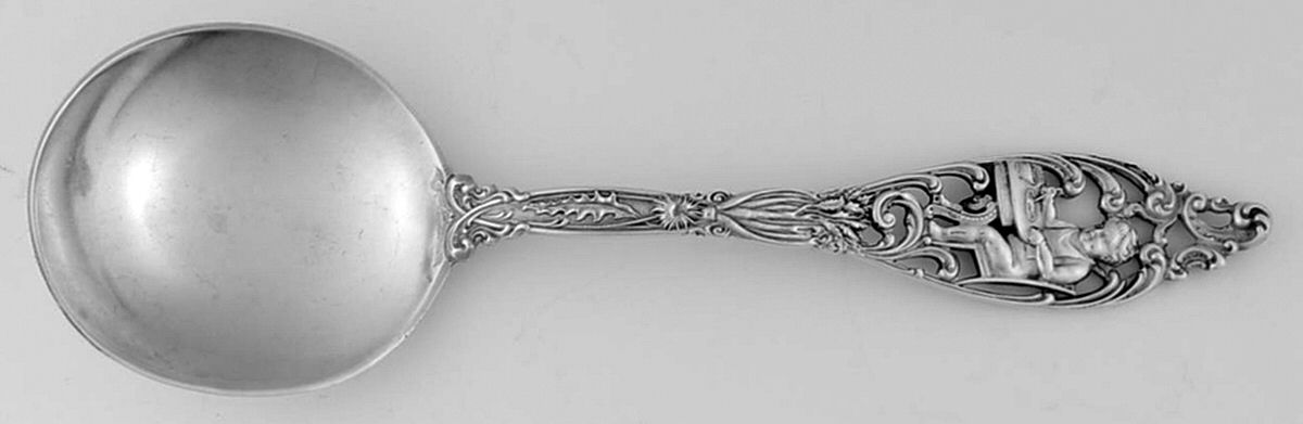 Labors of Cupid (Sterling, 1900, No Monograms) Round Bowl Soup Spoon (Gumbo) by Dominick & Haff-1