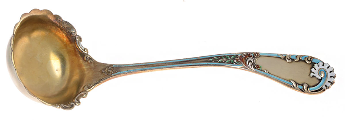 Louis XIV-Old Style (Sterling, 1888) Enameled Solid Piece Cream Ladle by Dominick & Haff-1