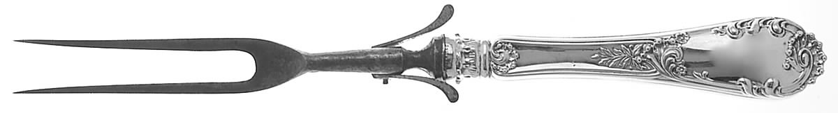 Louis XIV-Old Style (Sterling, 1888) Large Stainless-Prong Roast Carving Fork by Dominick & Haff-1