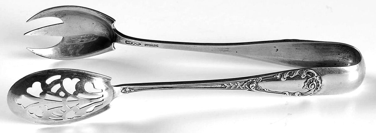 Louis XIV-Old Style (Sterling, 1888) Small Ice Serving Tongs by Dominick & Haff-1