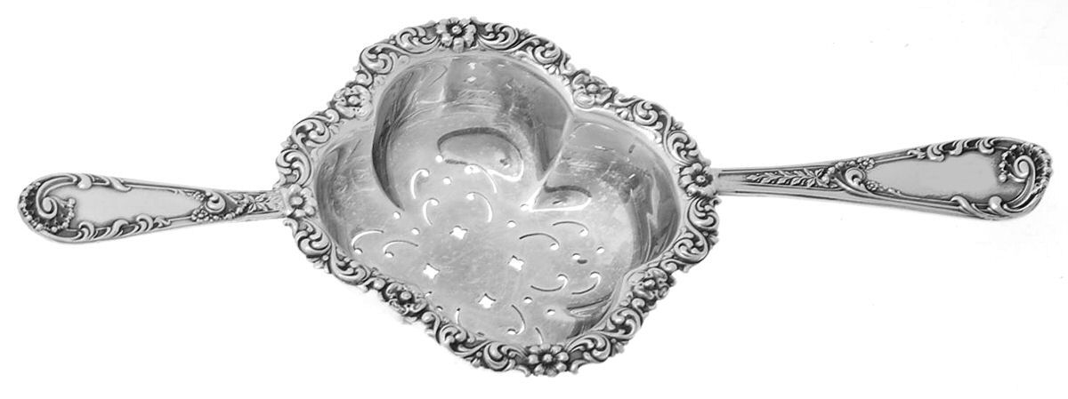 Louis XIV-Old Style (Sterling, 1888) Solid Individual Overcup Tea Strainer by Dominick & Haff-1