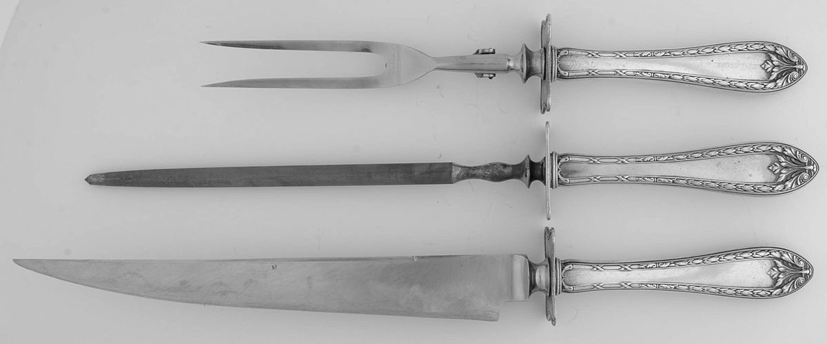 Marie Antoinette (Sterling, 1917) (3 Pc)Carving Set-Lg Stnbl/Roast w/Sterling Guard by Dominick & Haff-1