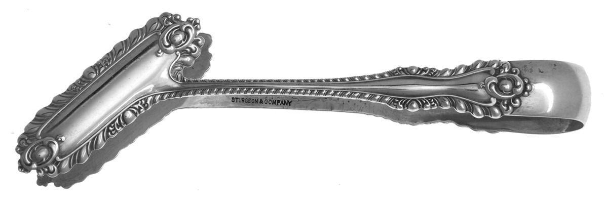 Mazarin (Sterling, 1892, No Monograms) Solid Individual Asparagus Tongs by Dominick & Haff-1