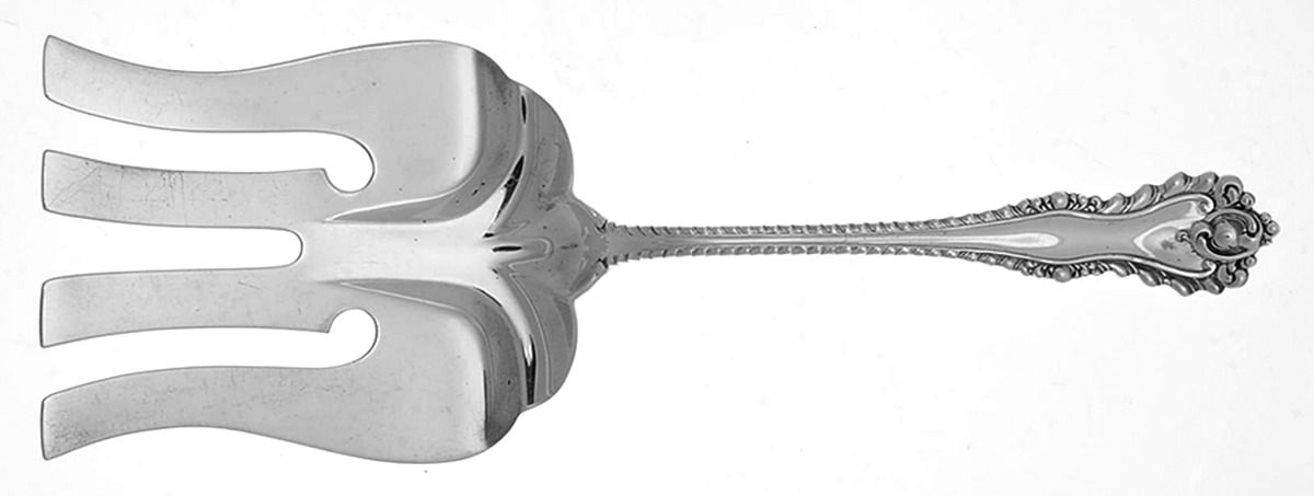 Mazarin (Sterling, 1892, No Monograms) Large Solid Asparagus Serving Fork by Dominick & Haff-1