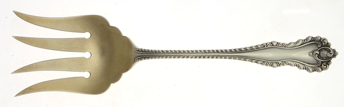 Mazarin (Sterling, 1892, No Monograms) Large Solid Fish Serving Fork by Dominick & Haff-1