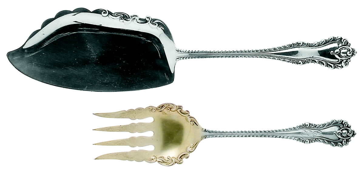 Mazarin (Sterling, 1892, No Monograms) Solid 2-Piece Small Fish Serving Set by Dominick & Haff-1
