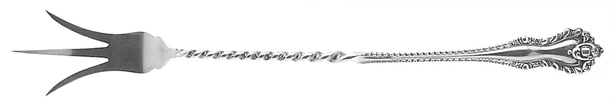Mazarin (Sterling, 1892, No Monograms) Large Twisted Handle Lettuce Serving Fork by Dominick & Haff-1