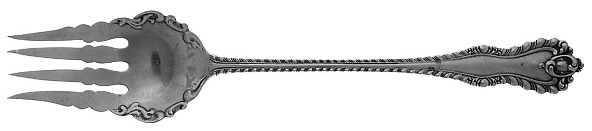 Mazarin (Sterling, 1892, No Monograms) Oversize Solid Salad Servng Fork by Dominick & Haff-1
