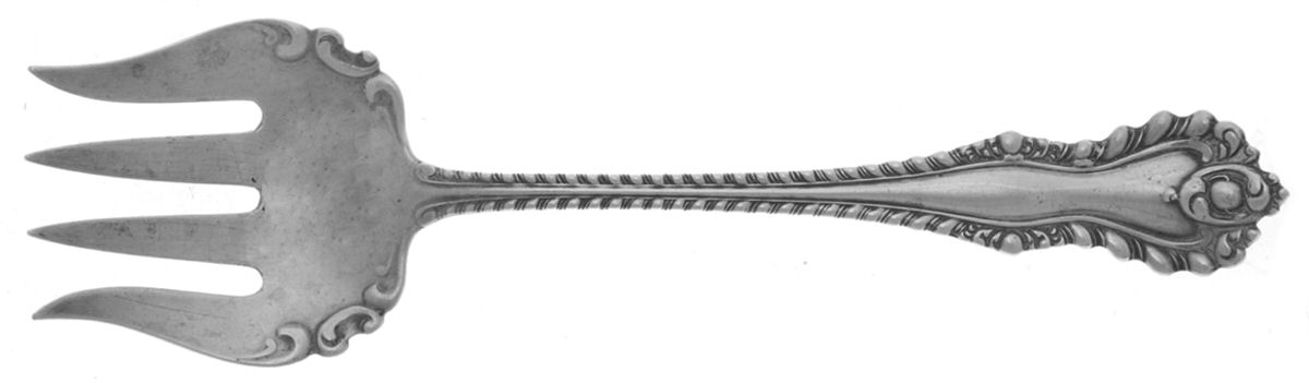 Mazarin (Sterling, 1892, No Monograms) Large Solid Tined Sardine Serving Fork by Dominick & Haff-1