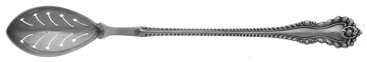 Mazarin (Sterling, 1892, No Monograms) Pierced Bowl Long Handle Olive Spoon by Dominick & Haff-1