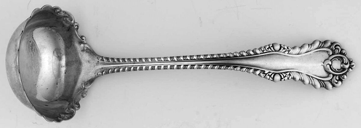 Mazarin (Sterling, 1892, No Monograms) Large Cream Ladle, Solid Piece by Dominick & Haff-1