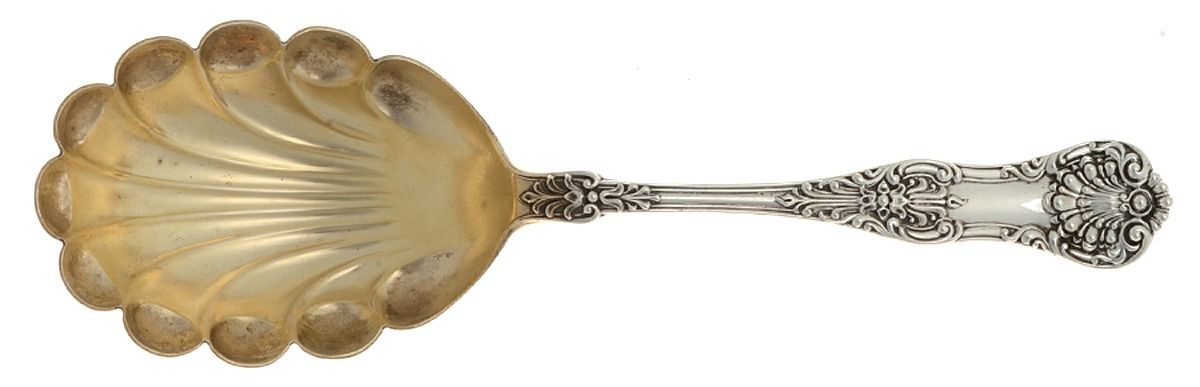 New King (Sterling, 1898) Large Solid Berry/Casserole Spoon by Dominick & Haff-1