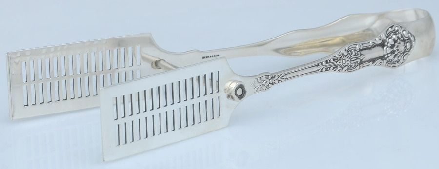 New King (Sterling, 1898) Solid Yoked Asparagus Tongs by Dominick & Haff-1