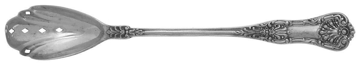 New King (Sterling, 1898) Pierced Bowl Short Handle Olive Spoon by Dominick & Haff-1