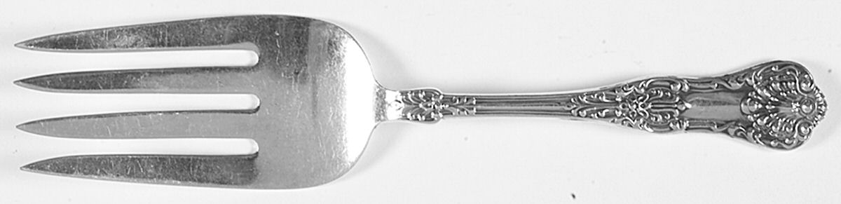 New King (Sterling, 1898) Large Solid Fish Serving Fork by Dominick & Haff-1