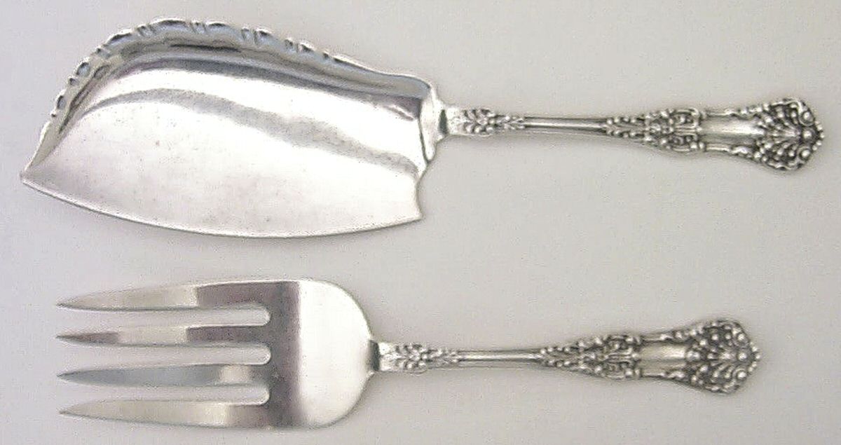 New King (Sterling, 1898) 2 Piece Large Solid Fish Serving Set by Dominick & Haff-1