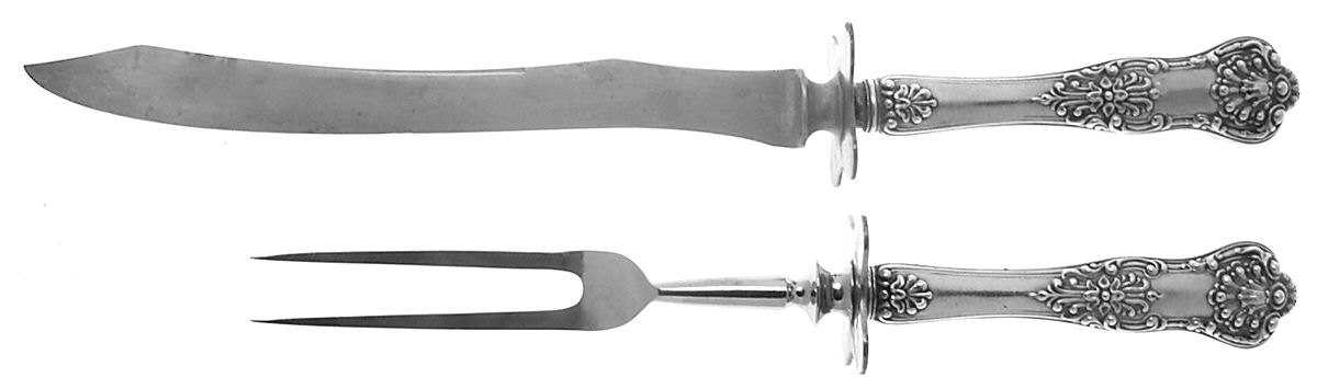 New King (Sterling, 1898) Large 2-Piece Roast Carving Set w/Stainless Blade by Dominick & Haff-1