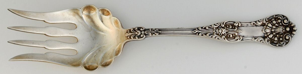 New King (Sterling, 1898) Solid Salad Serving Fork by Dominick & Haff-1