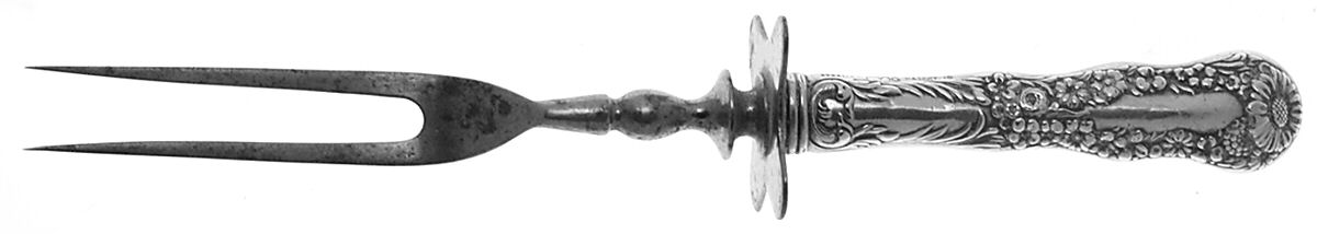 No. 10 (Sterling, 1896) Small Steak Carving Fork with Stainless Prongs by Dominick & Haff-1