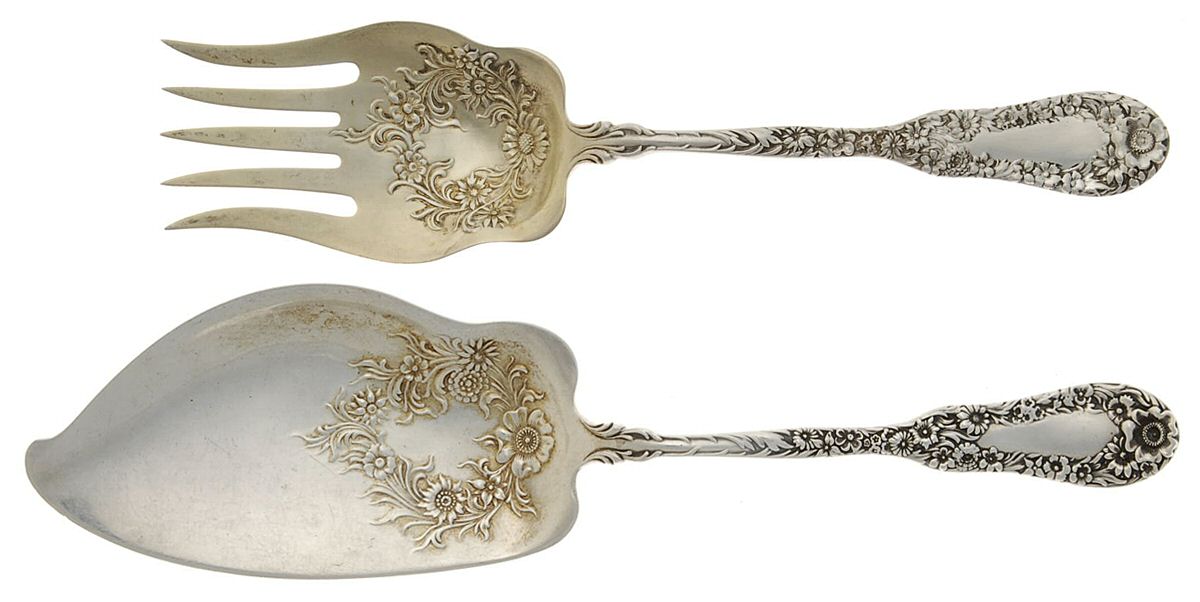 No. 10 (Sterling, 1896) Solid 2-Piece Small Fish Serving Set by Dominick & Haff-1