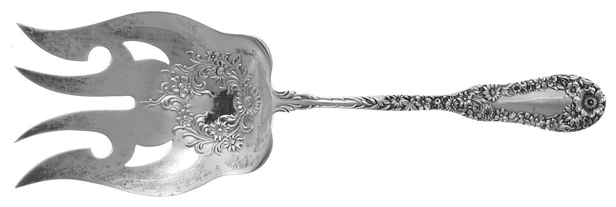 No. 10 (Sterling, 1896) Solid Pierced Fish Serving Fork by Dominick & Haff-1