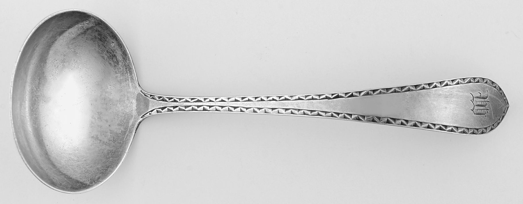Pointed Antique#2-Engraved (Sterling, No Monos) Solid Piece Cream Ladle by Dominick & Haff-1