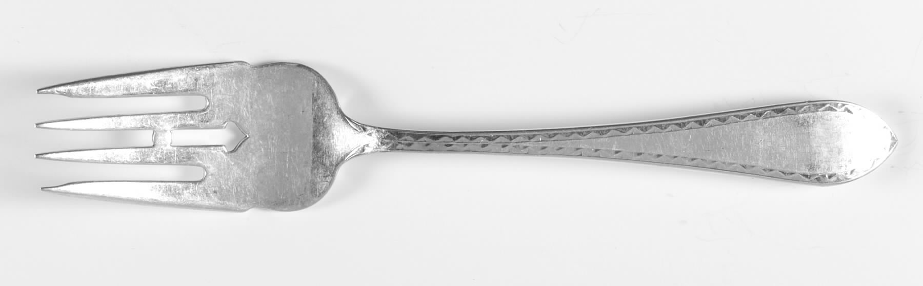Pointed Antique#2-Engraved (Sterling, No Monos) Pastry Fork by Dominick & Haff-1