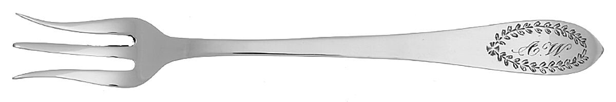 Pointed Antique#3-Engraved (Sterling) Monogram Cocktail/Seafood Fork by Dominick & Haff-1