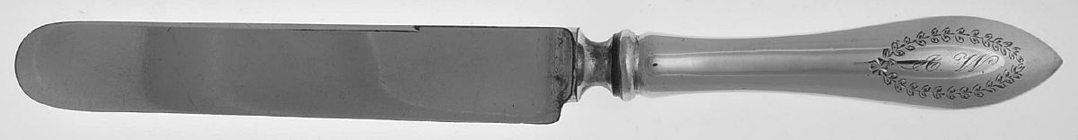 Pointed Antique#3-Engraved (Sterling) Monogramed Old French Hollow Knife by Dominick & Haff-1
