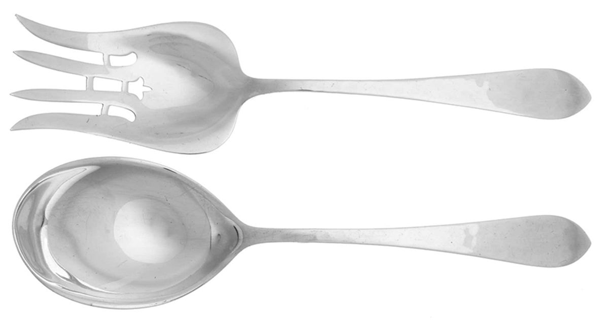 Pointed Antique-Hammered (Sterling) (2 Pc) Solid Salad Set by Dominick & Haff-1