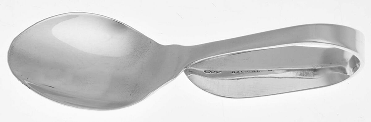 Pointed Antique (Sterling) Baby Spoon with Curved Handle HC by Dominick & Haff-1