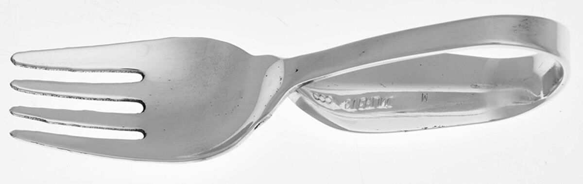 Pointed Antique (Sterling) Baby Fork with Curved Handle HC by Dominick & Haff-1