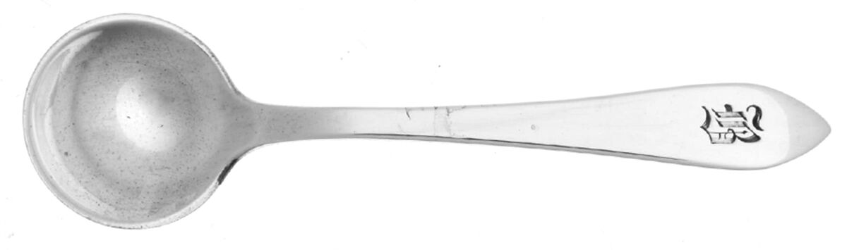 Pointed Antique (Sterling) Individual Salt Spoon with Monogram by Dominick & Haff-1