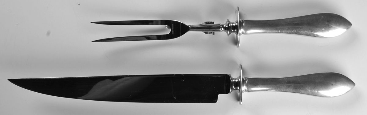 Pointed Antique (Sterling) Large 2-Piece Roast Carving Set w/ Stainless Blade by Dominick & Haff-1
