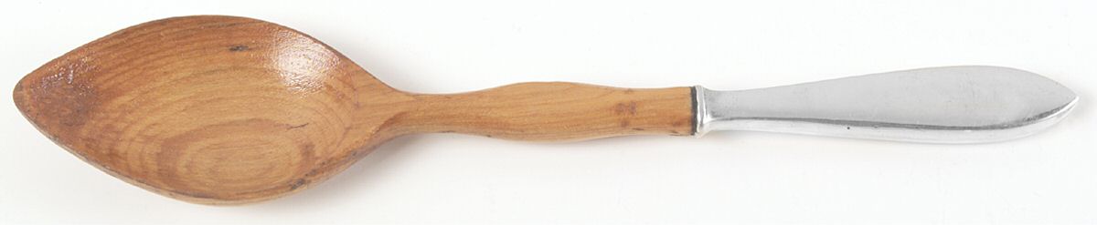 Pointed Antique (Sterling) Salad Serving Spoon with Wooden Bowl by Dominick & Haff-1