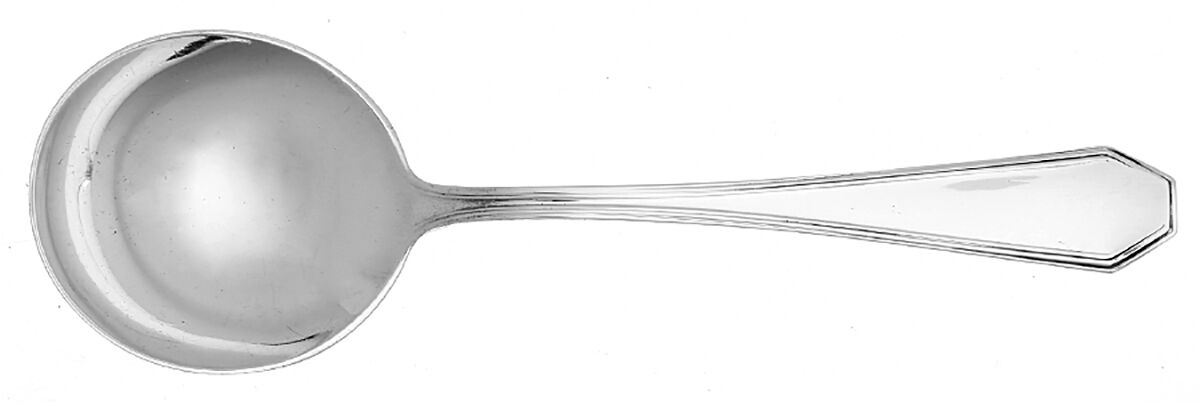 Queen Anne-Plain (Sterling, 1910) Round Bowl Soup Spoon (Cream Soup) by Dominick & Haff-1