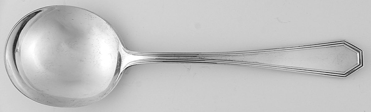 Queen Anne-Plain (Sterling, 1910) Round Bowl Soup Spoon (Gumbo) by Dominick & Haff-1