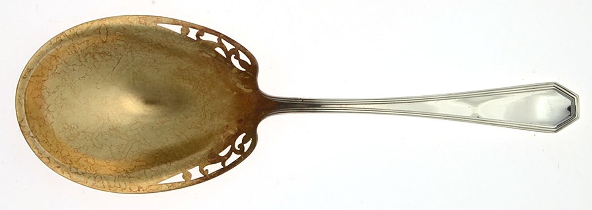 Queen Anne-Plain (Sterling, 1910) Small Solid Berry/Casserole Spoon by Dominick & Haff-1
