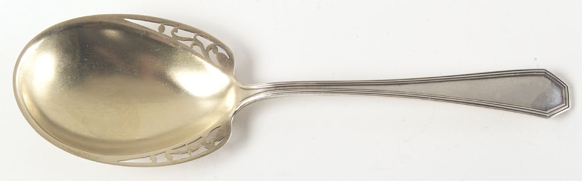 Queen Anne-Plain (Sterling, 1910) Solid Salad Serving Spoon by Dominick & Haff-1