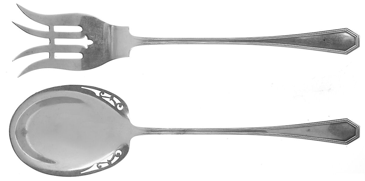 Queen Anne-Plain (Sterling, 1910) 2 Pc Large Lettuce Serving Set by Dominick & Haff-1
